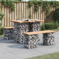 JUNG Vida Gartentisch aus Gabionen 100x70x72 cm Massivholz Kiefer
