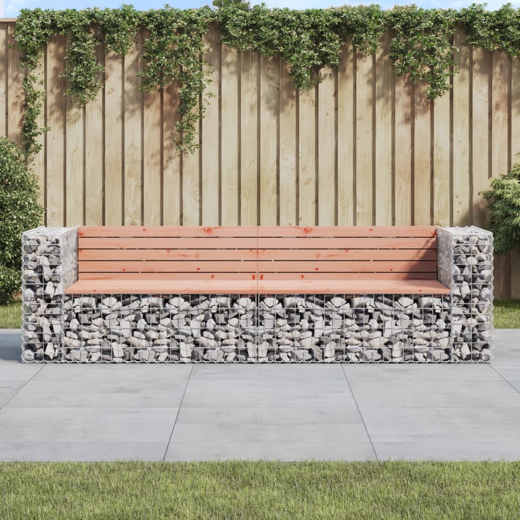 JUNG Vida Gartenbank aus Gabionen 244x71x65,5 cm Massivholz Douglasie