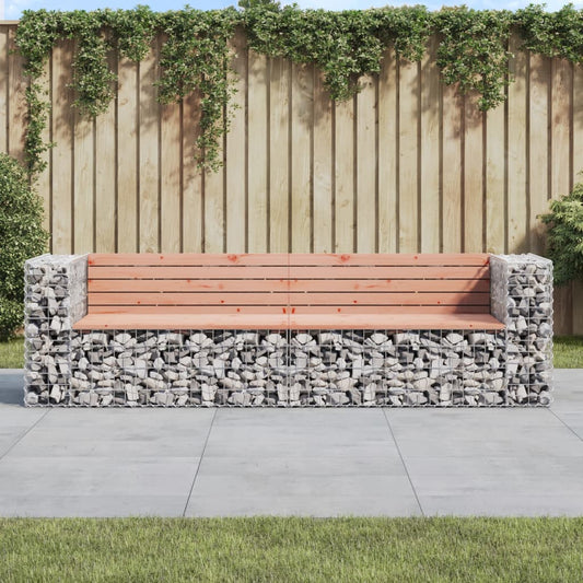 JUNG Vida Gartenbank aus Gabionen 244x71x65,5 cm Massivholz Douglasie