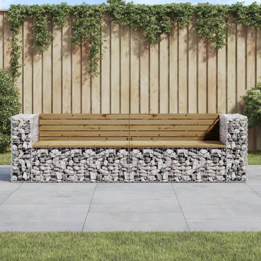 JUNG Vida Gartenbank aus Gabionen 244x71x65,5 cm Kiefernholz Imprägniert