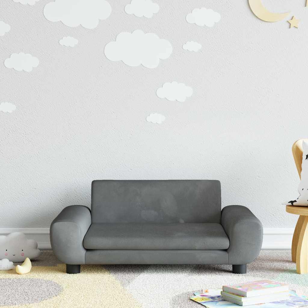 JUNG Vida Kindersofa Dunkelgrau 70x45x33 cm Samt