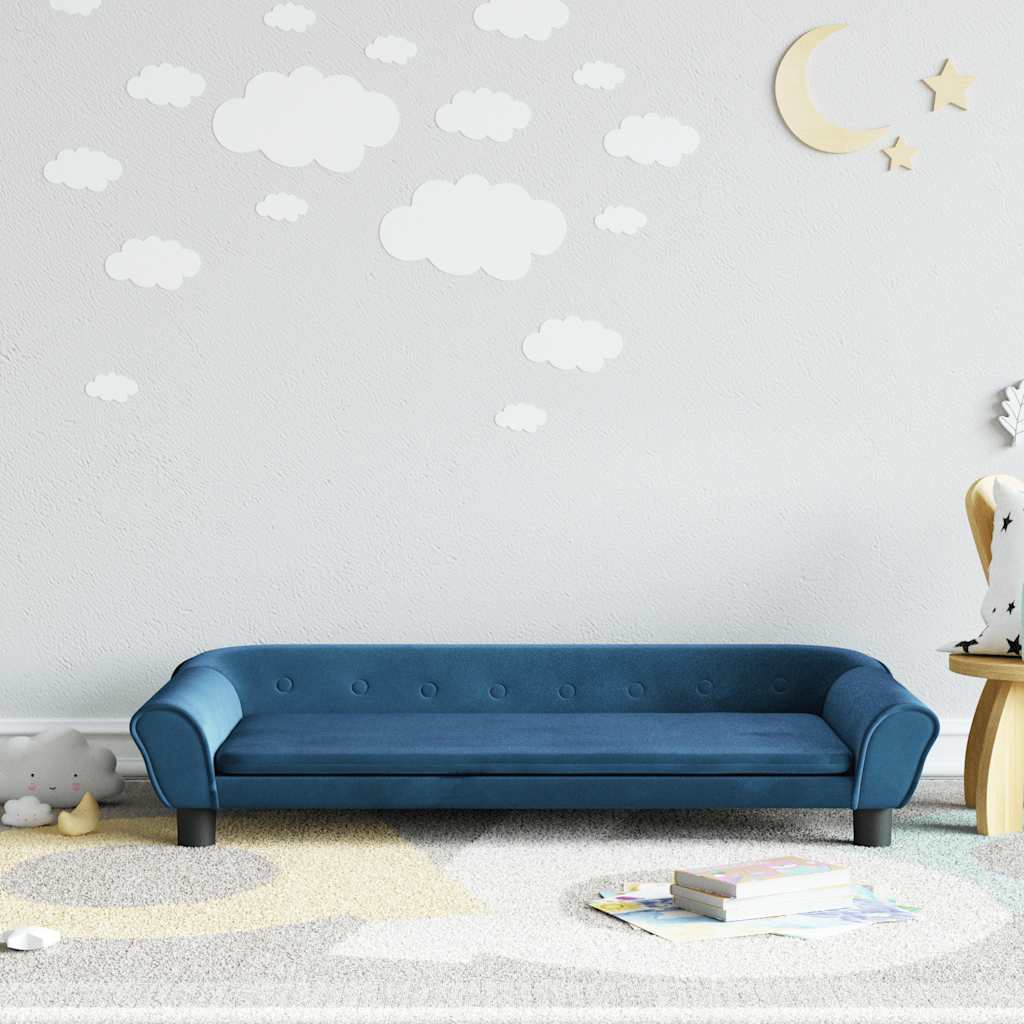 JUNG Vida Kindersofa Blau 100x50x26 cm Samt