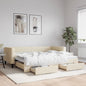 JUNG Vida Tagesbett Ausziehbar mit Schubladen Creme 90x200 cm Stoff