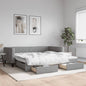 JUNG Vida Tagesbett Ausziehbar mit Schubladen Hellgrau 100x200 cm Stoff