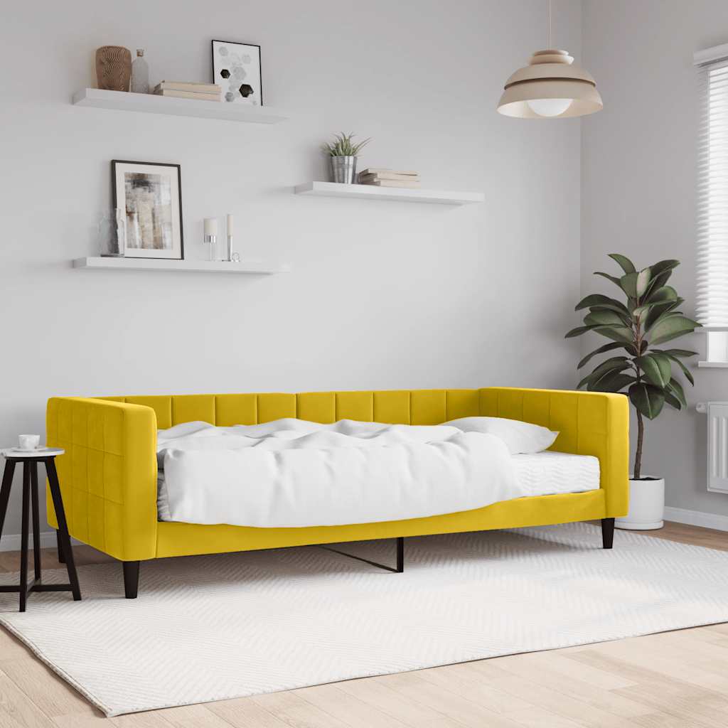 JUNG Vida Tagesbett mit Matratze Gelb 90x200 cm Samt