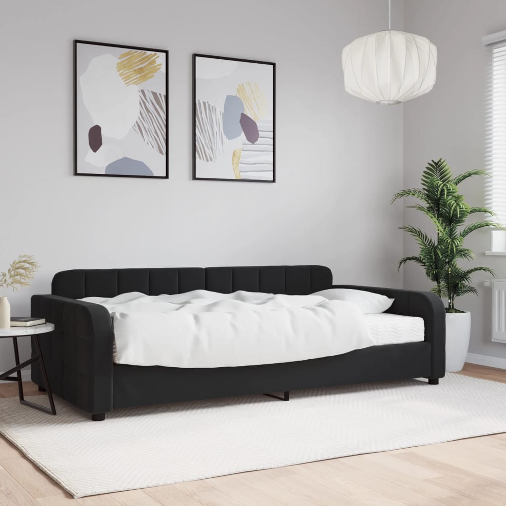 JUNG Vida Tagesbett mit Matratze Schwarz 100x200 cm Samt