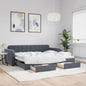 JUNG Vida Tagesbett Ausziehbar mit Schubladen Dunkelgrau 90x200 cm Samt