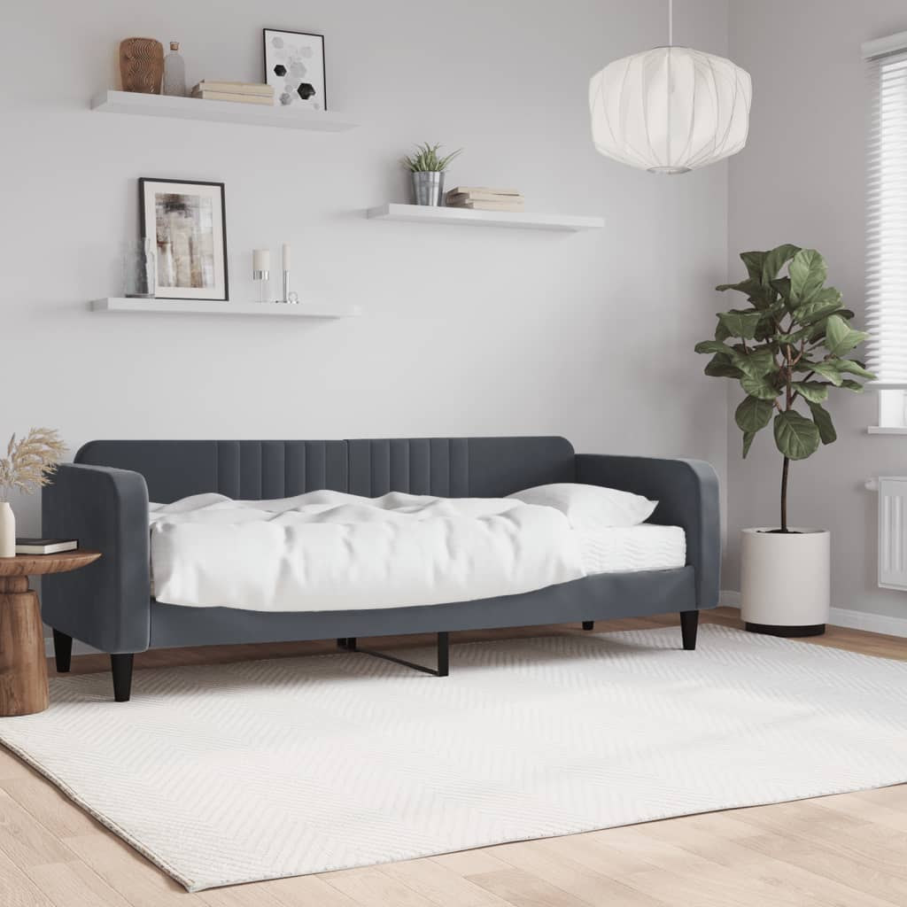 JUNG Vida Tagesbett mit Matratze Dunkelgrau 80x200 cm Samt