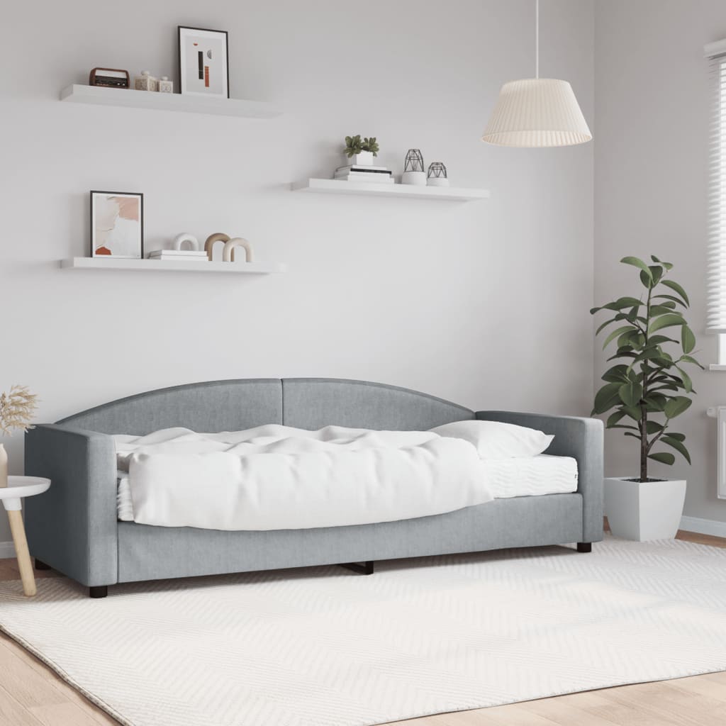 JUNG Vida Tagesbett mit Matratze Hellgrau 80x200 cm Stoff