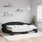 JUNG Vida Tagesbett Ausziehbar mit Matratzen Schwarz 80x200 cm Stoff