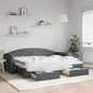 JUNG Vida Tagesbett Ausziehbar mit Schubladen Dunkelgrau 80x200 cm Stoff