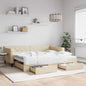 JUNG Vida Tagesbett Ausziehbar mit Schubladen Creme 90x200 cm Stoff