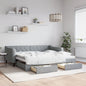 JUNG Vida Tagesbett Ausziehbar mit Schubladen Hellgrau 90x190 cm Stoff