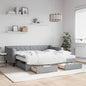 JUNG Vida Tagesbett Ausziehbar mit Schubladen Hellgrau 90x190 cm Stoff