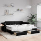 JUNG Vida Tagesbett Ausziehbar mit Schubladen Schwarz 90x200 cm Stoff