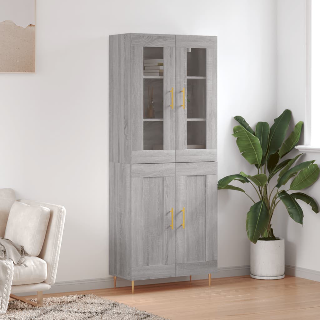 JUNG Vida Highboard Grau Sonoma 69,5x34x180 cm Holzwerkstoff