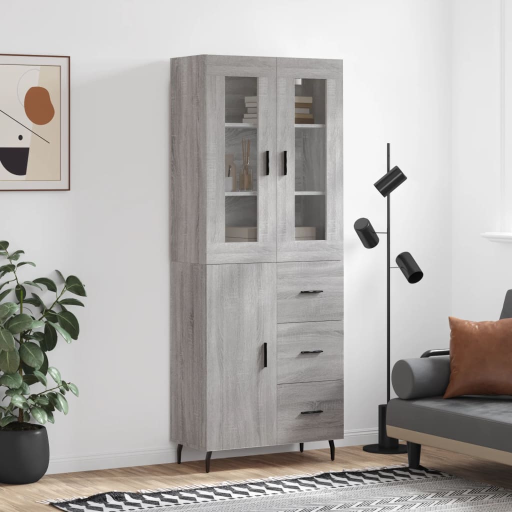 JUNG Vida Highboard Grau Sonoma 69,5x34x180 cm Holzwerkstoff
