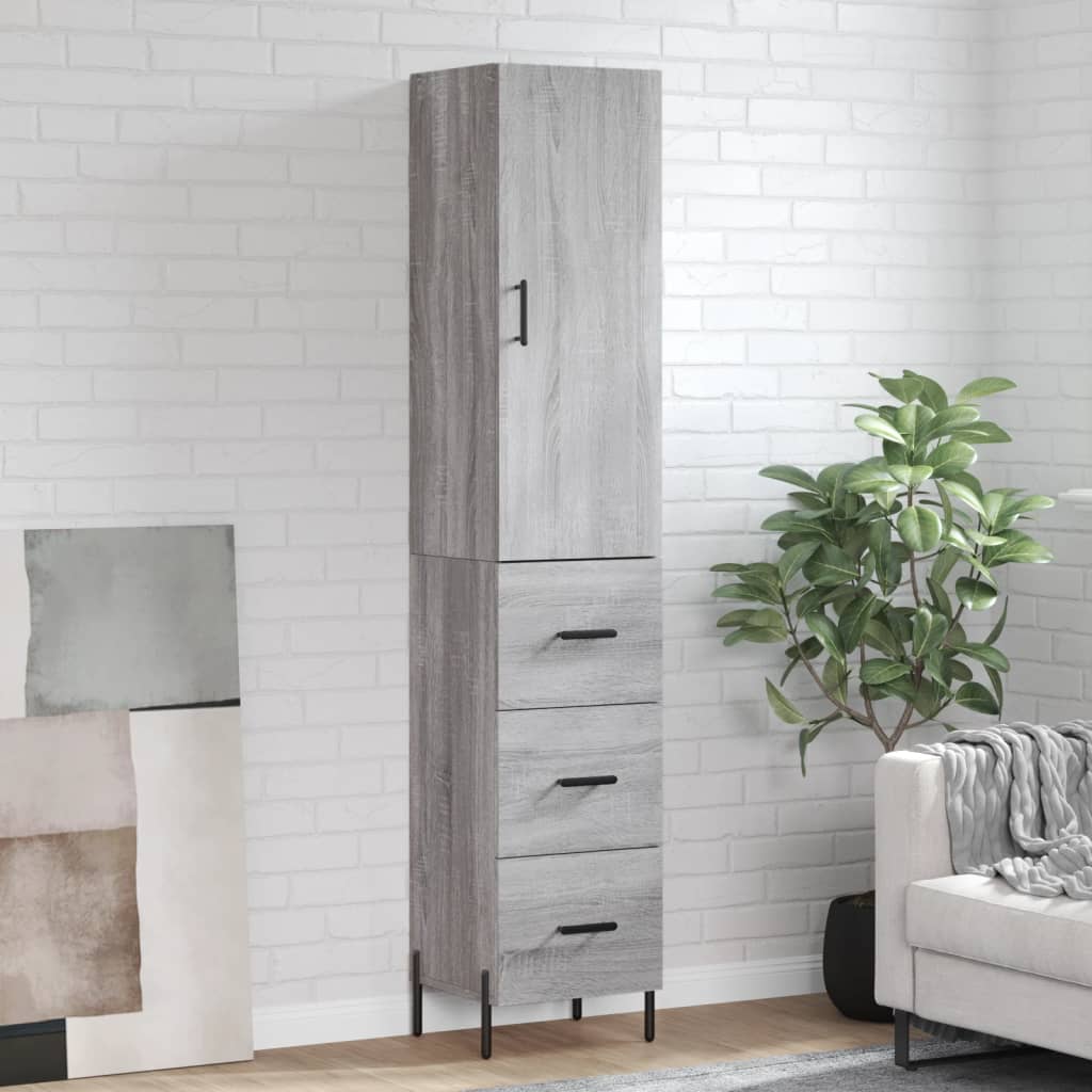 JUNG Vida Highboard Grau Sonoma 34,5x34x180 cm Holzwerkstoff