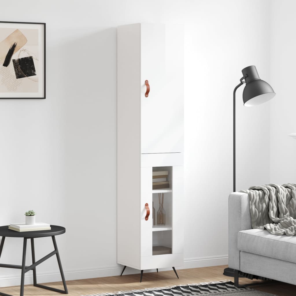 JUNG Vida Highboard Hochglanz-Weiß 34,5x34x180 cm Holzwerkstoff