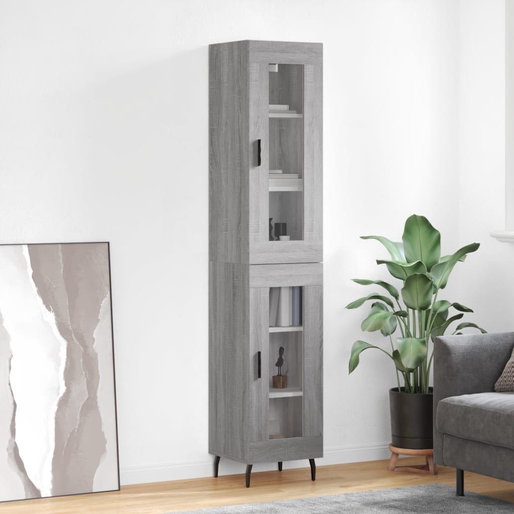 JUNG Vida Highboard Grau Sonoma 34,5x34x180 cm Holzwerkstoff