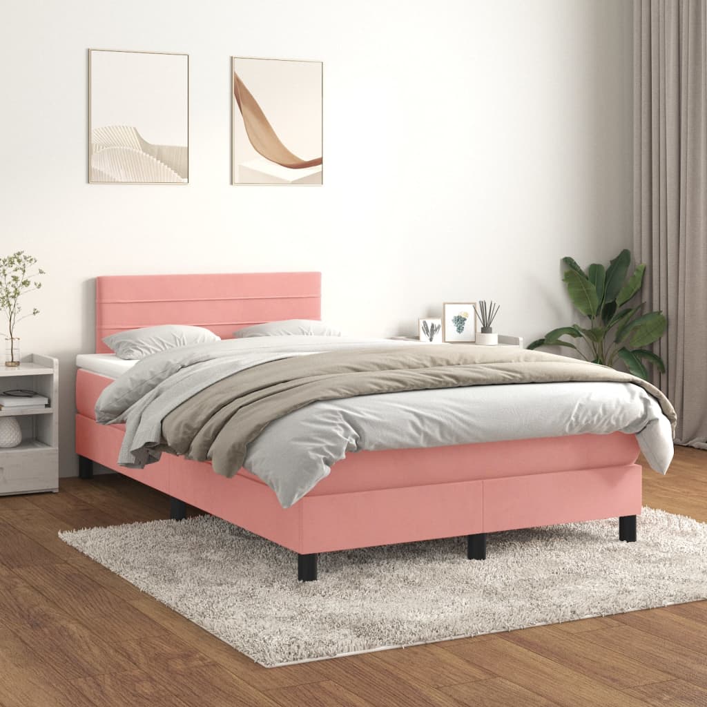 JUNG Vida Boxspringbett mit Matratze Rosa 120x200 cm Samt