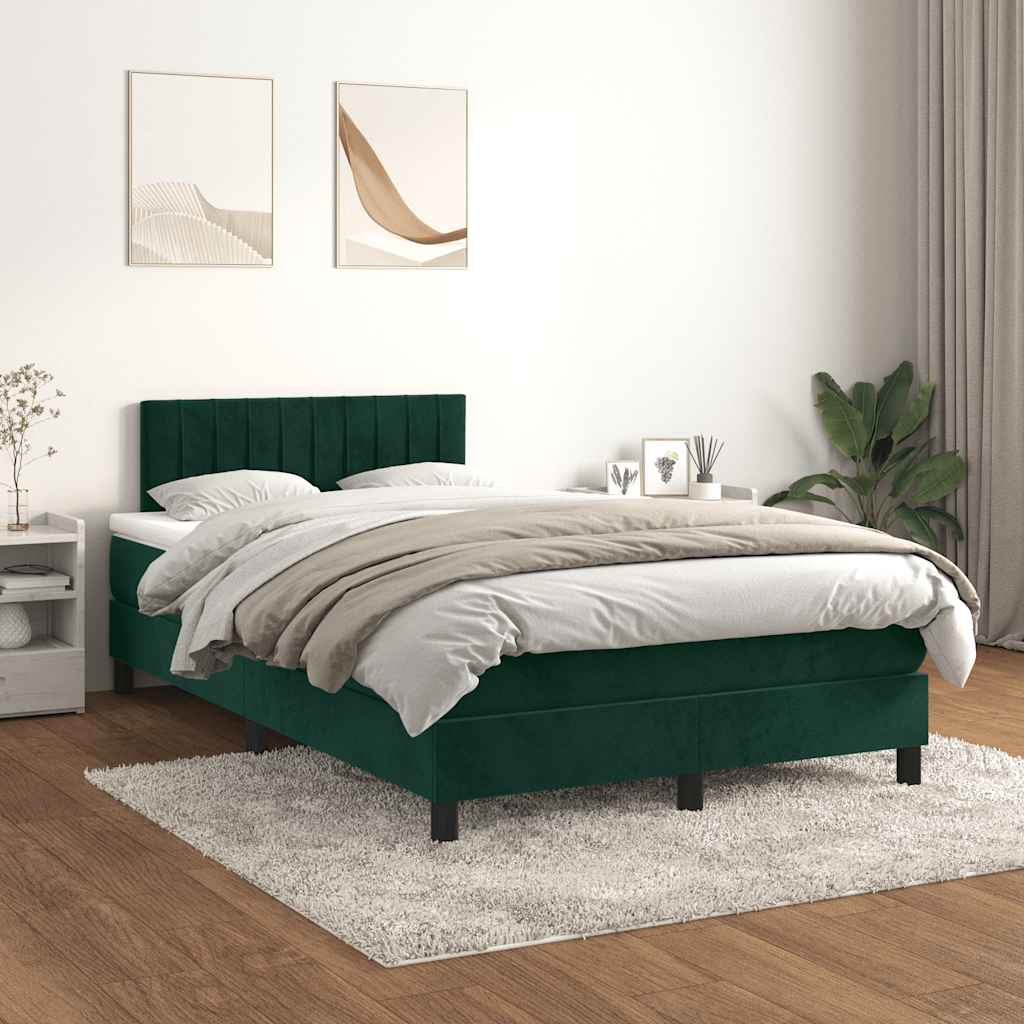 JUNG Vida Boxspringbett mit Matratze Dunkelgrün 120x200 cm Samt
