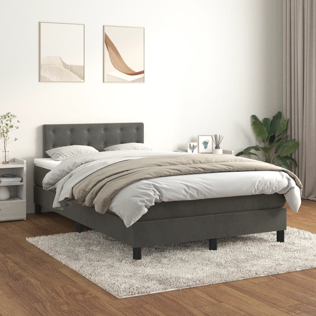 JUNG Vida Boxspringbett mit Matratze Dunkelgrau 120x200 cm Samt