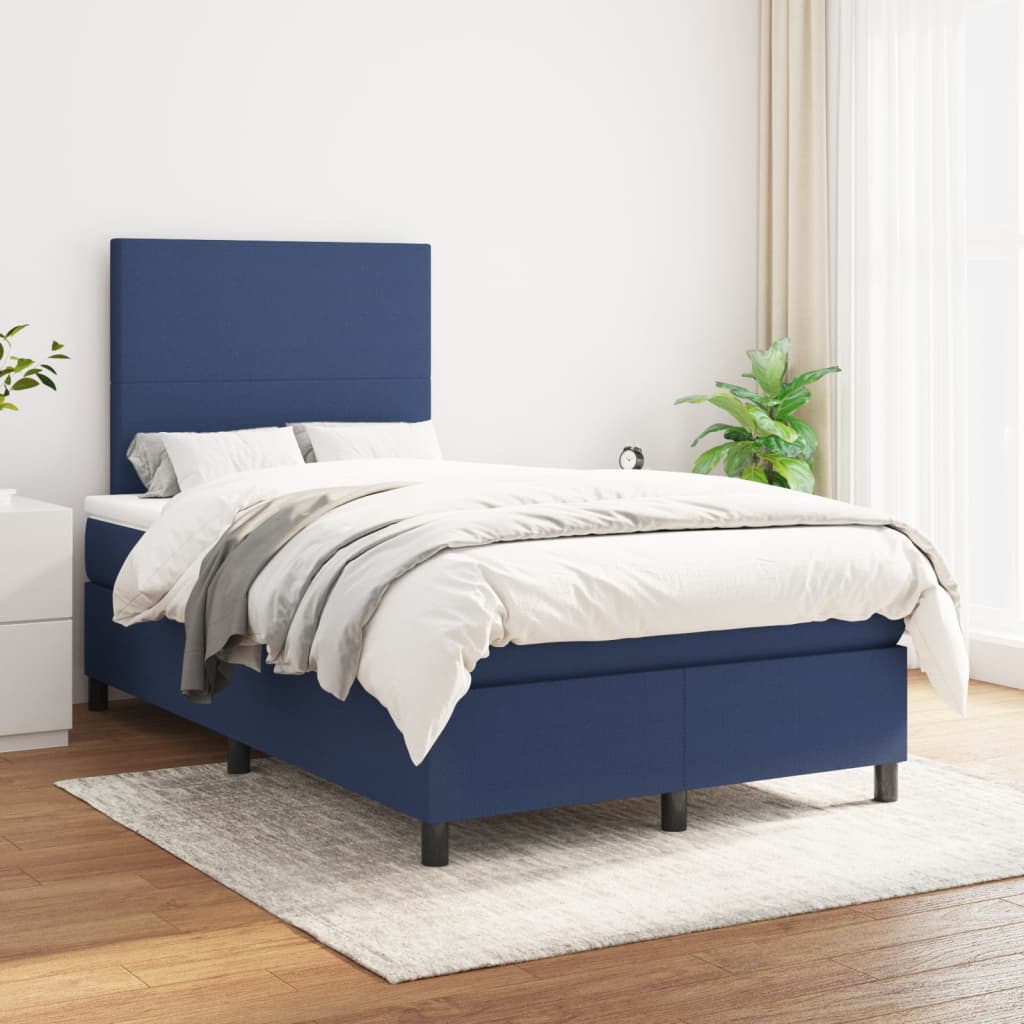 JUNG Vida Boxspringbett mit Matratze Blau 120x200 cm Stoff