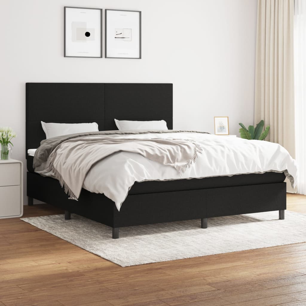 JUNG Vida Boxspringbett mit Matratze Schwarz 180x200 cm Stoff
