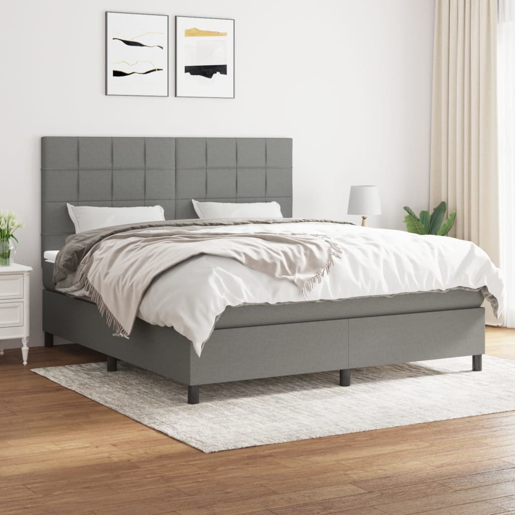 JUNG Vida Boxspringbett mit Matratze Dunkelgrau 160x200 cm Stoff
