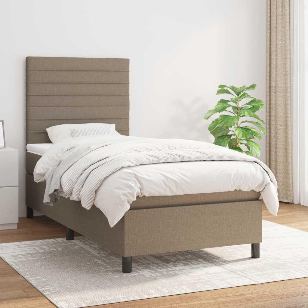 JUNG Vida Boxspringbett mit Matratze Taupe 90x200 cm Stoff
