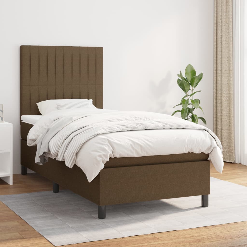 JUNG Vida Boxspringbett mit Matratze Dunkelbraun 80x200 cm Stoff