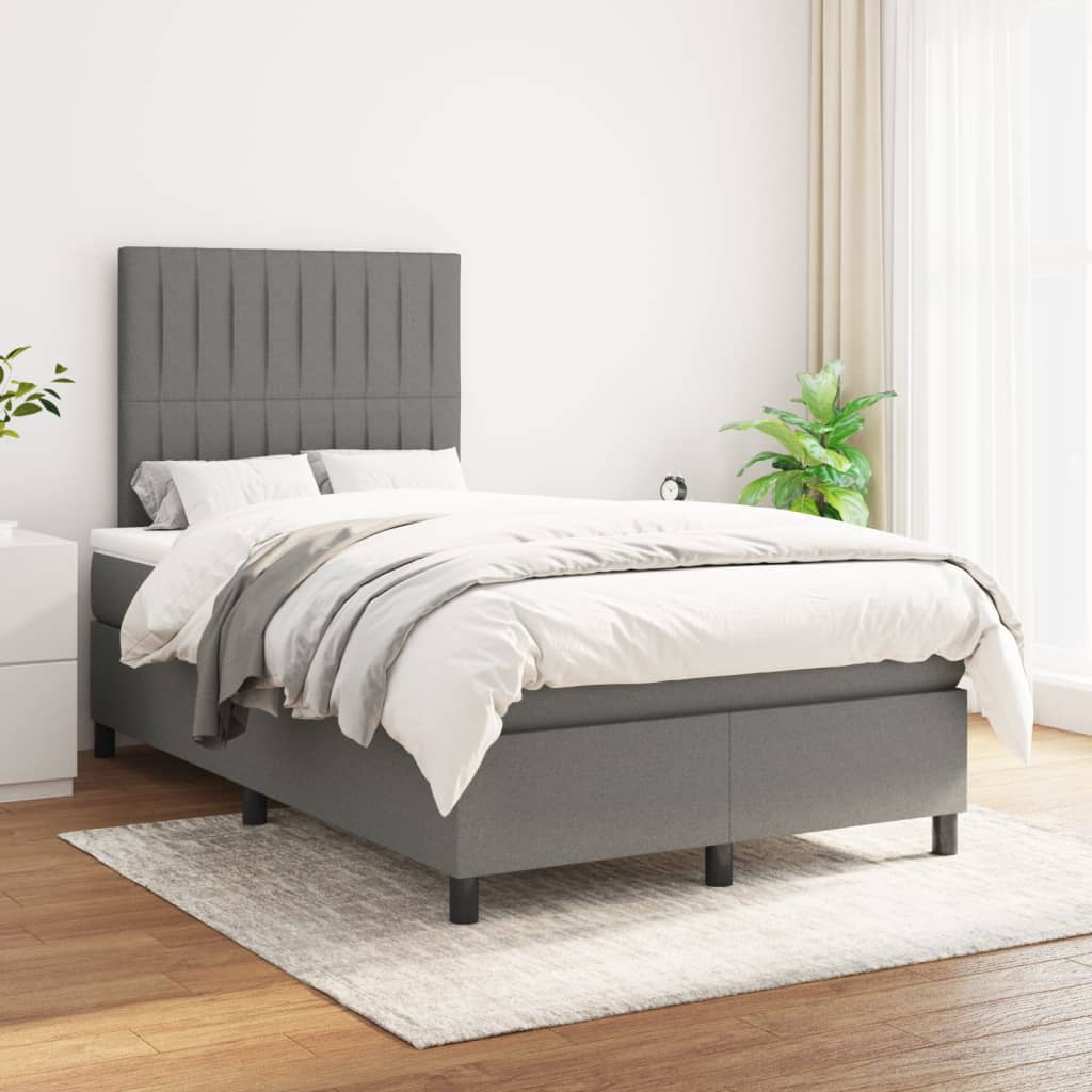 JUNG Vida Boxspringbett mit Matratze Dunkelgrau 120x200 cm Stoff