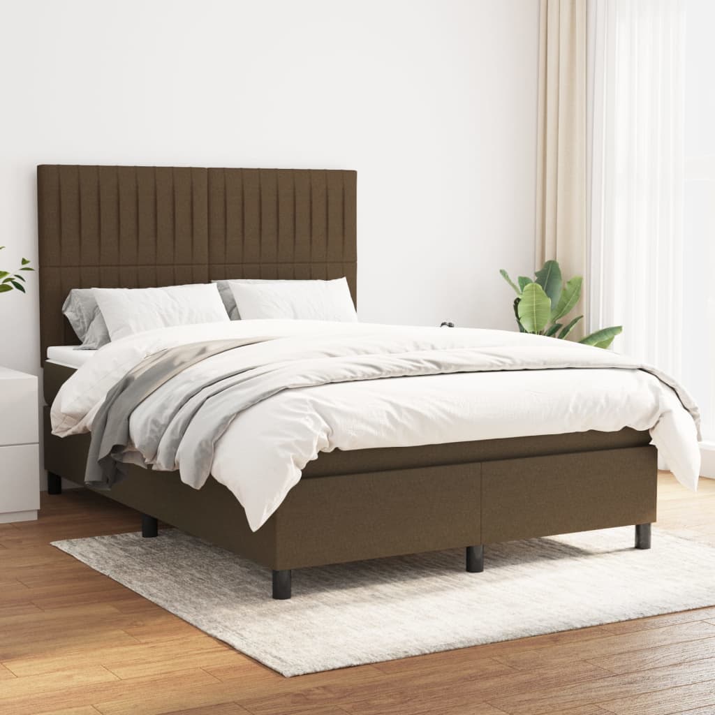 JUNG Vida Boxspringbett mit Matratze Dunkelbraun 140x200 cm Stoff