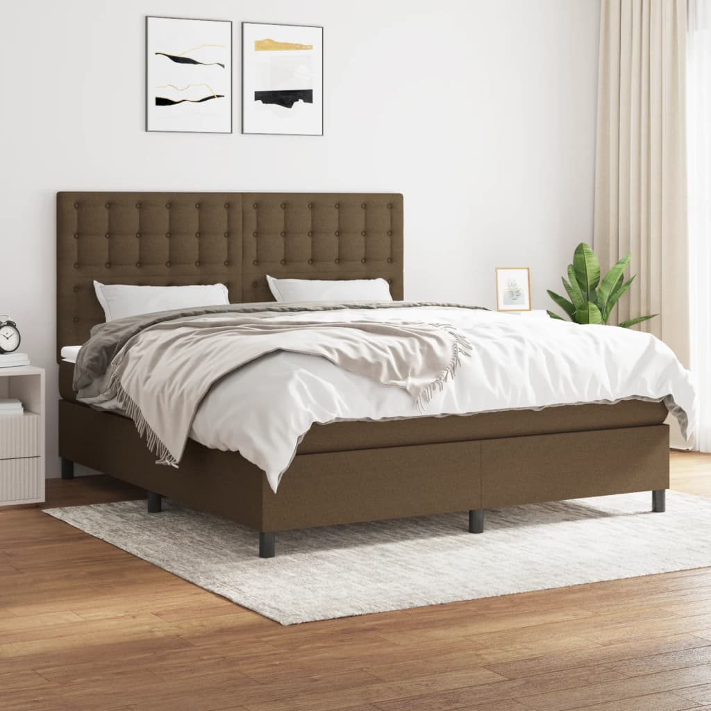JUNG Vida Boxspringbett mit Matratze Dunkelbraun 160x200 cm Stoff