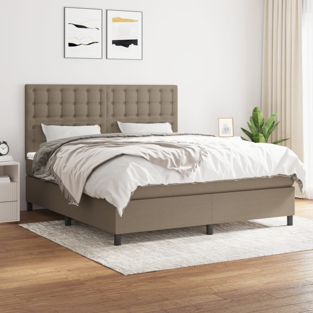JUNG Vida Boxspringbett mit Matratze Taupe 160x200 cm Stoff