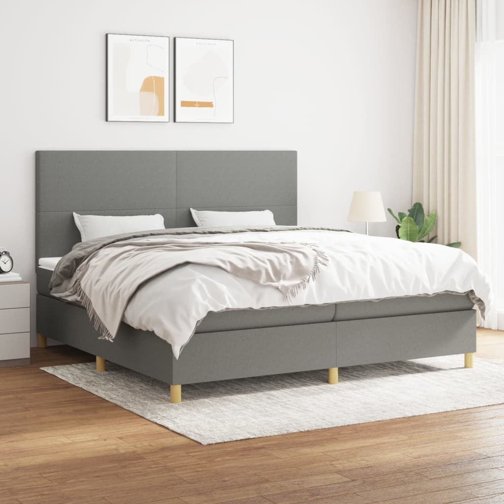 JUNG Vida Boxspringbett mit Matratze Dunkelgrau 200x200 cm Stoff