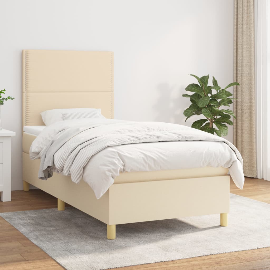 JUNG Vida Boxspringbett mit Matratze Creme 100x200 cm Stoff