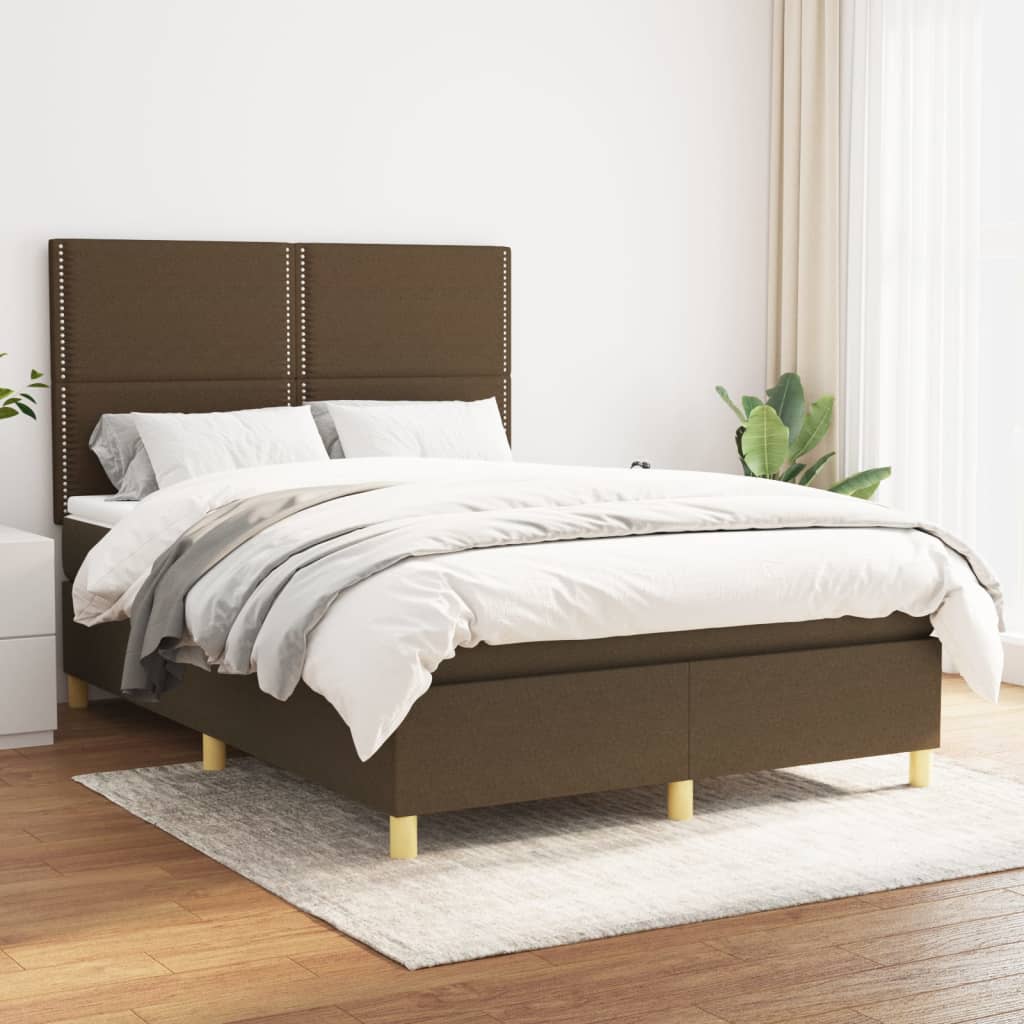 JUNG Vida Boxspringbett mit Matratze Dunkelbraun 140x200 cm Stoff