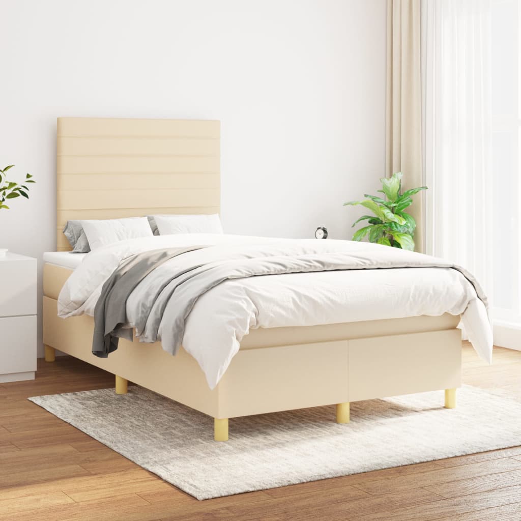 JUNG Vida Boxspringbett mit Matratze Creme 120x200 cm Stoff