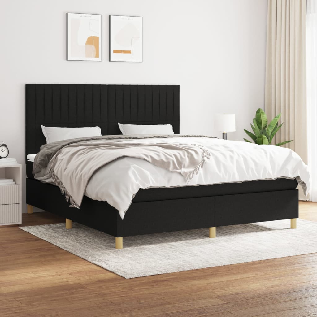 JUNG Vida Boxspringbett mit Matratze Schwarz 160x200 cm Stoff