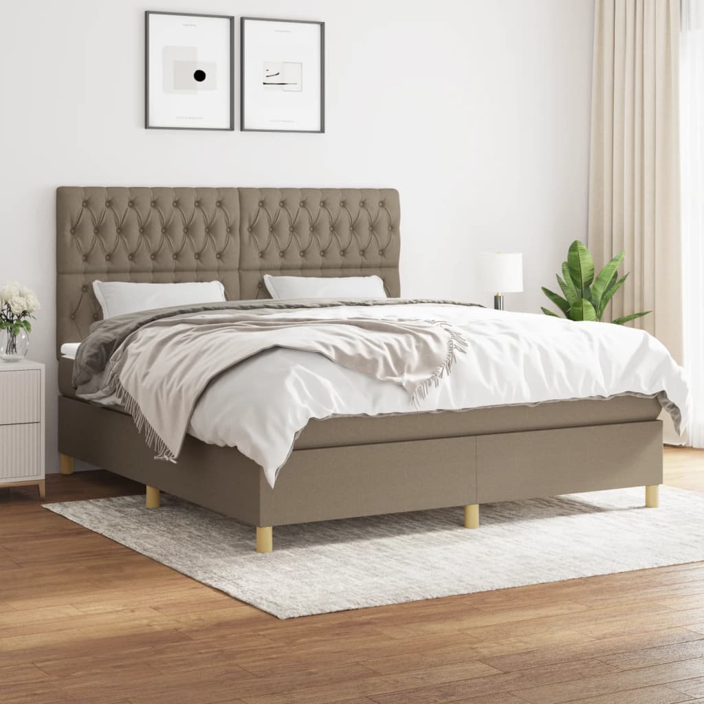 JUNG Vida Boxspringbett mit Matratze Taupe 180x200 cm Stoff