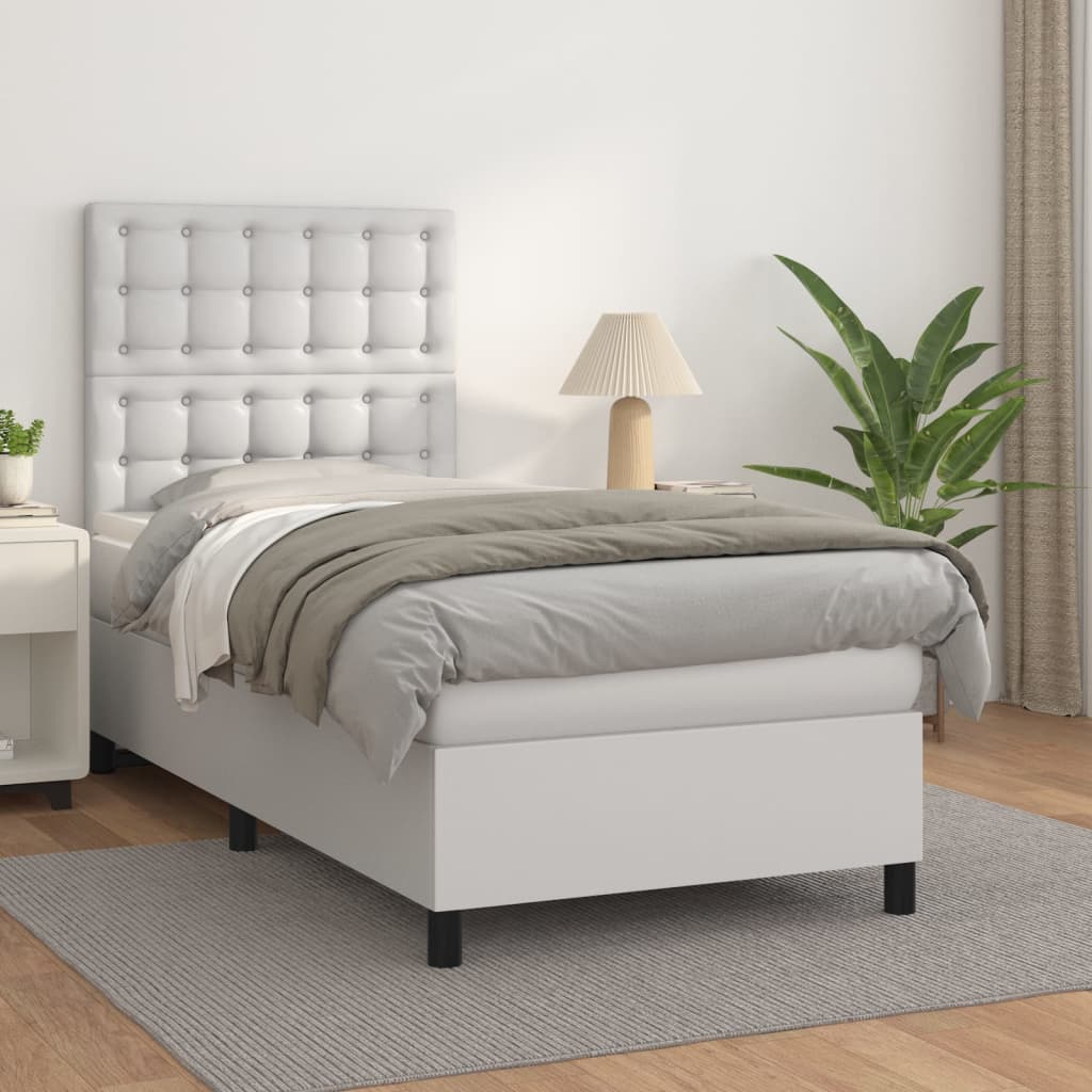JUNG Vida Boxspringbett mit Matratze Weiß 80x200 cm Kunstleder