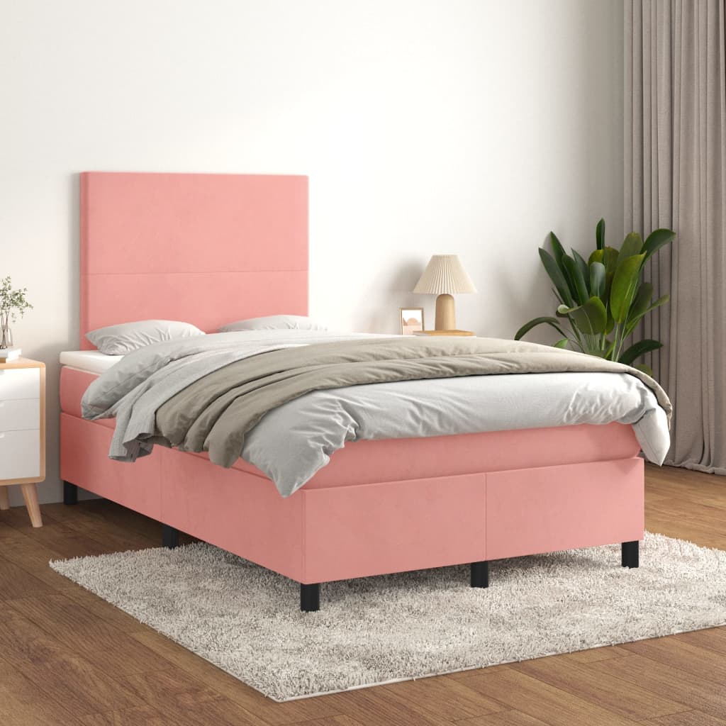 JUNG Vida Boxspringbett mit Matratze Rosa 120x200 cm Samt