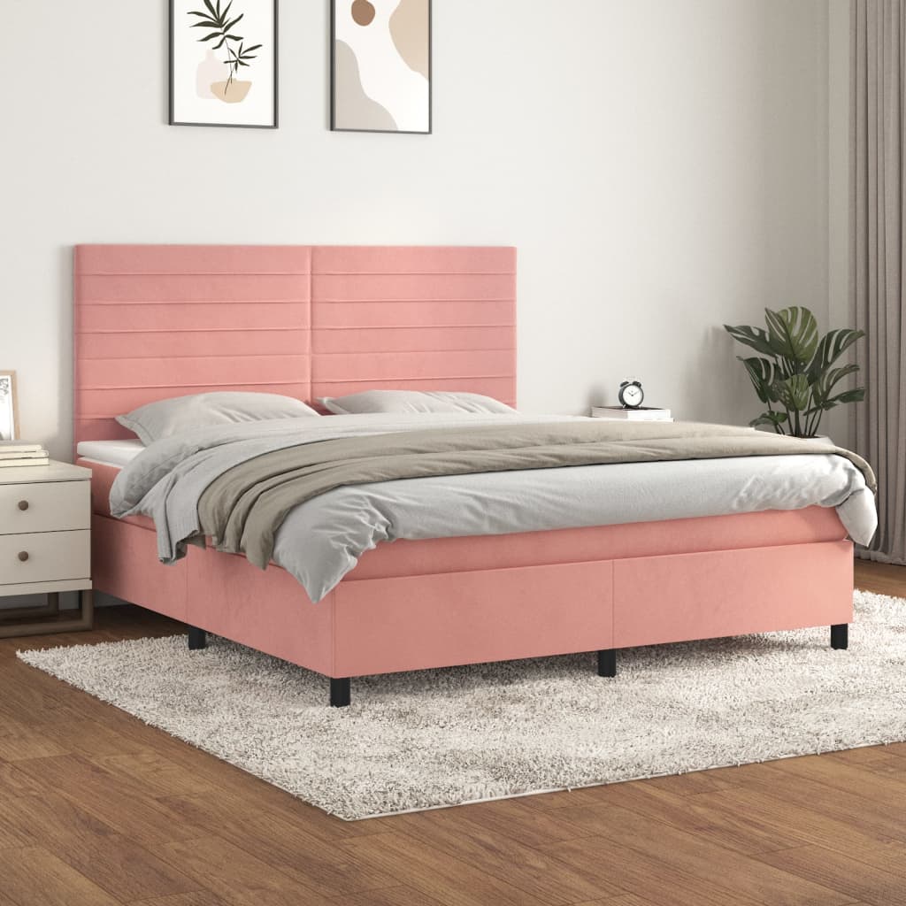 JUNG Vida Boxspringbett mit Matratze Rosa 180x200 cm Samt