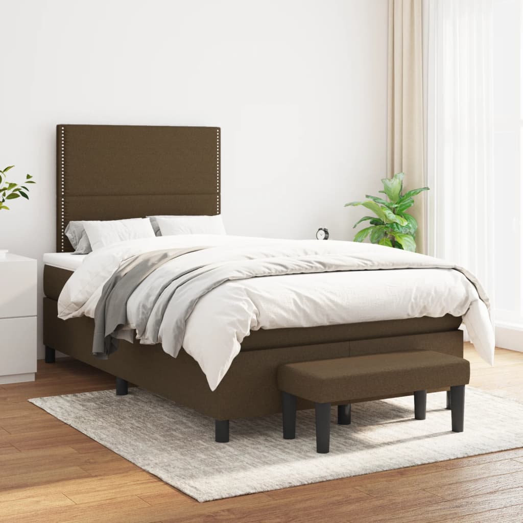 JUNG Vida Boxspringbett mit Matratze Dunkelbraun 120x200 cm Stoff
