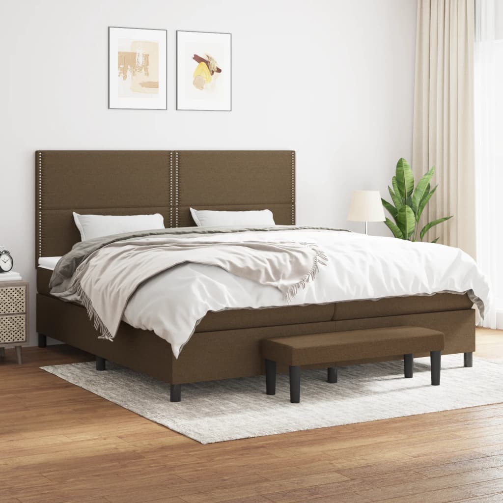 JUNG Vida Boxspringbett mit Matratze Dunkelbraun 200x200 cm Stoff