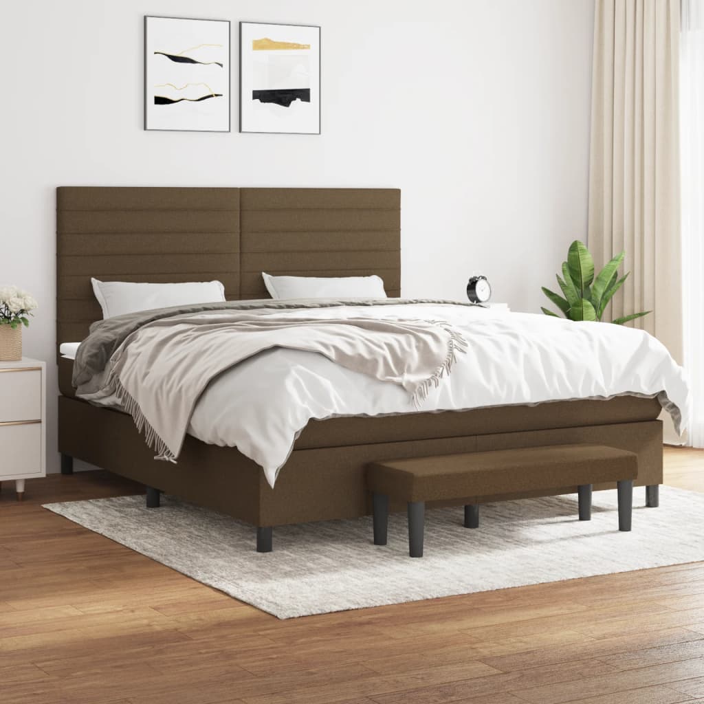 JUNG Vida Boxspringbett mit Matratze Dunkelbraun 160x200 cm Stoff