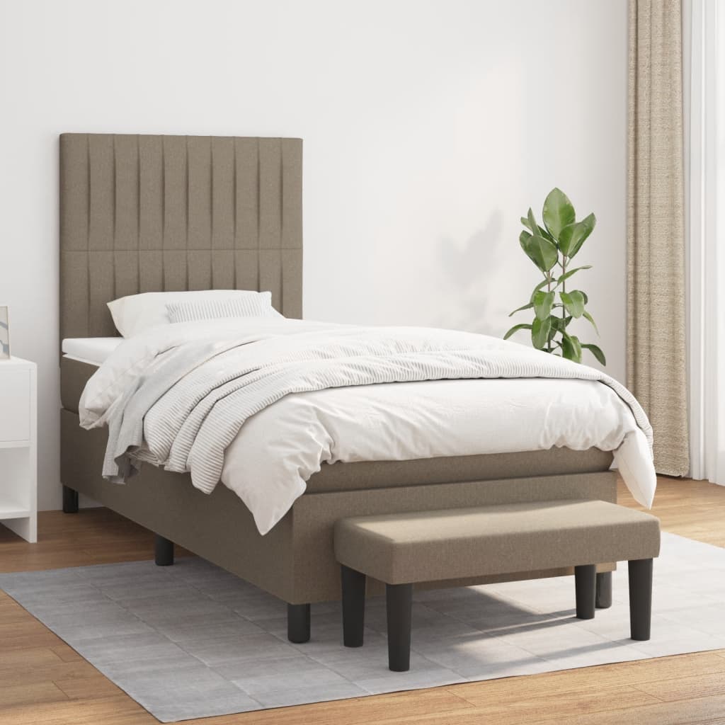 JUNG Vida Boxspringbett mit Matratze Taupe 80x200 cm Stoff