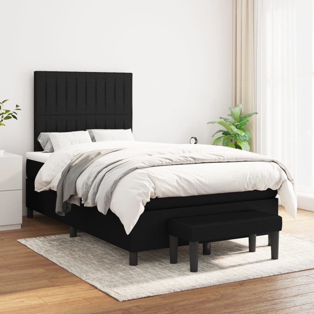 JUNG Vida Boxspringbett mit Matratze Schwarz 120x200 cm Stoff